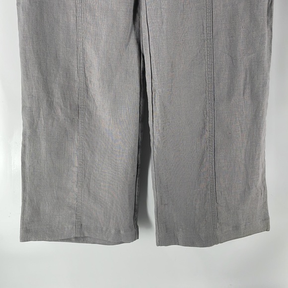 Inc linen wide leg pants frayed waist drawstring gray coastal lagenlook sz 2 - Picture 6 of 8